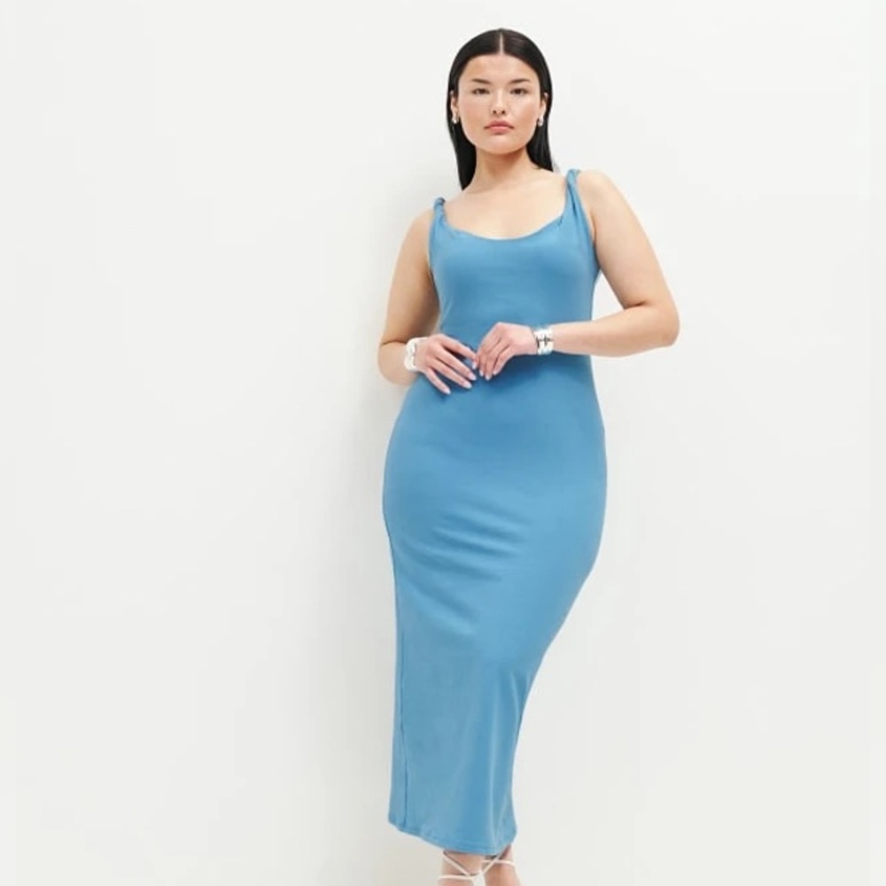 REFORMATION Blue Edmund Knit Dress